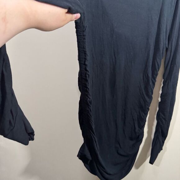 Soft Surroundings Black Turtle Neck Tunic Length Ruched Side Long Sleeve Shirt - Picture 4 of 6